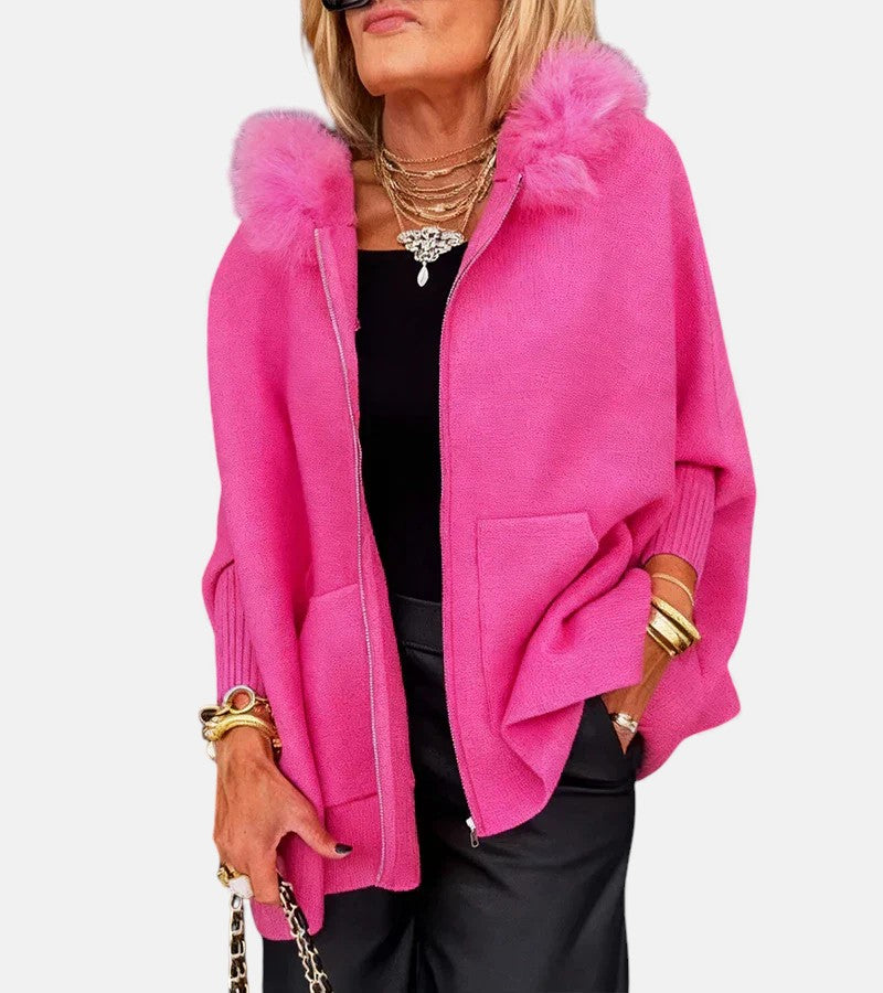 ARABELLE | Manteau décontracté à capuche et col en fourrure